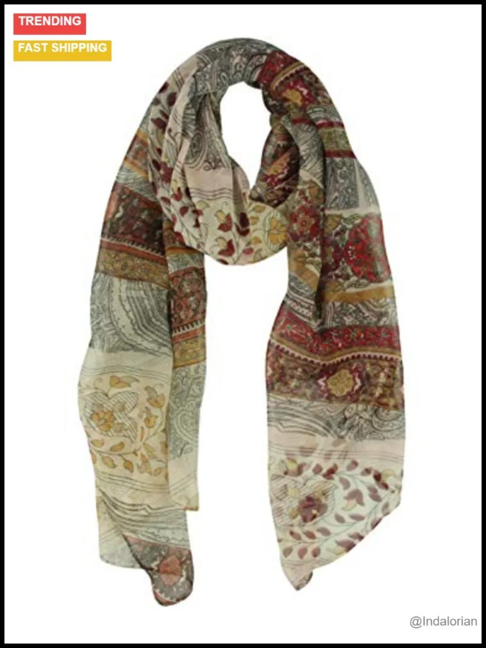 Long Chiffon Sheer Scarf Lightweight Gradient Shaded Fashion Scarf